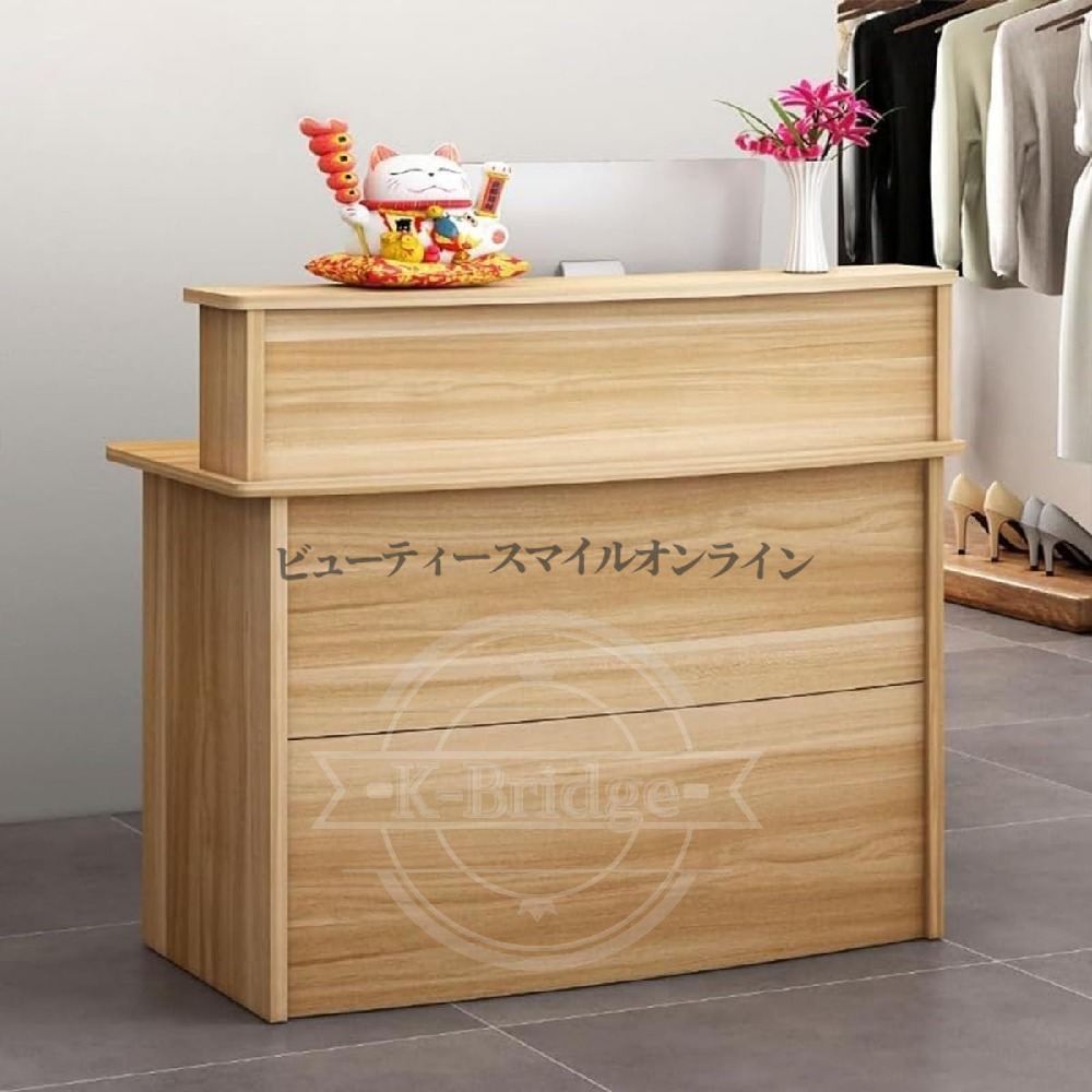 木製レジカウンター 業務用受付カウンターテーブル 幅80cm 奥行35cm 高さ102cm 収納付き 強靭荷重 清掃しやすい 無人店舗 小規模店舗 企業フロント向け 多機能デスク モダンなデザイン 省スペース設置|FFCHEER店