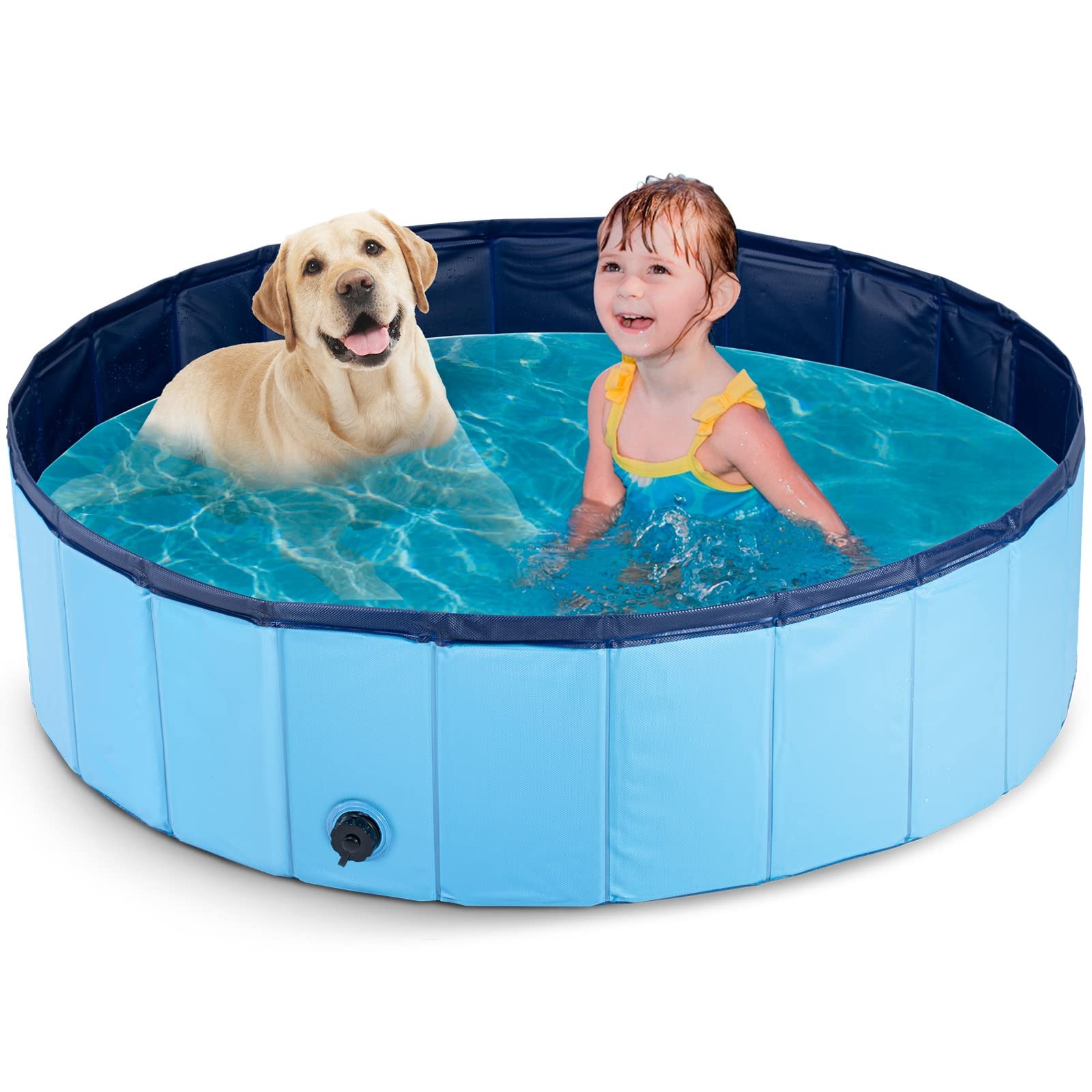 子供用プール 犬用プール ペット用 折り畳み式 屋外屋内兼用 直径120cm 高さ40cm 頑丈バスプール 空気入れ不要 収納便利 排水キャップ付き 家庭用 水遊び 庭用 ブルー｜FFCHEER店