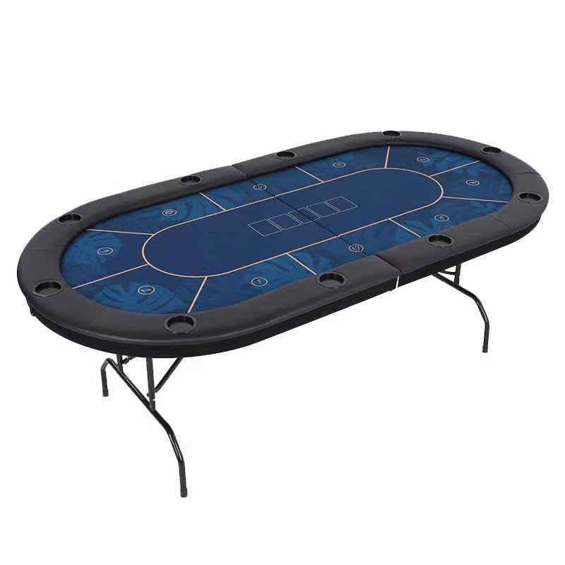 グリンブラック 213x106cm 完成品 脚付き ポーカーテーブル 折り畳み式 テキサス 収納簡単 組み立て不要 カップホルダー付き 持ち運び楽 カジノ レジャーゲーム｜FFCHEER店