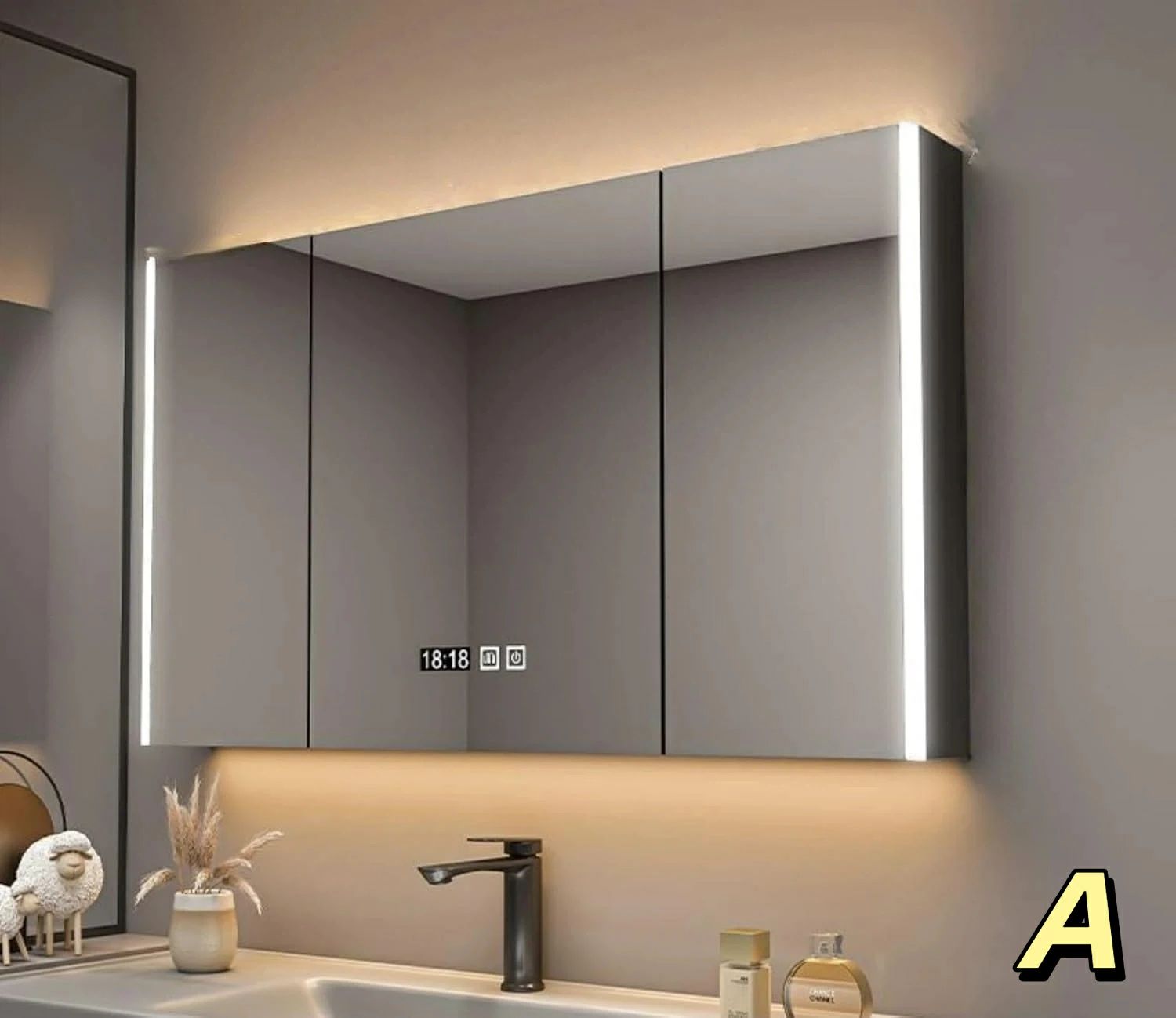 壁掛け LED 防曇 タッチセンサー式 洗面所 照明付き スマート 収納 おしゃれ アルミニウム 用紙取り出し穴 洗面化粧台 バスルーム｜FFCHEER店