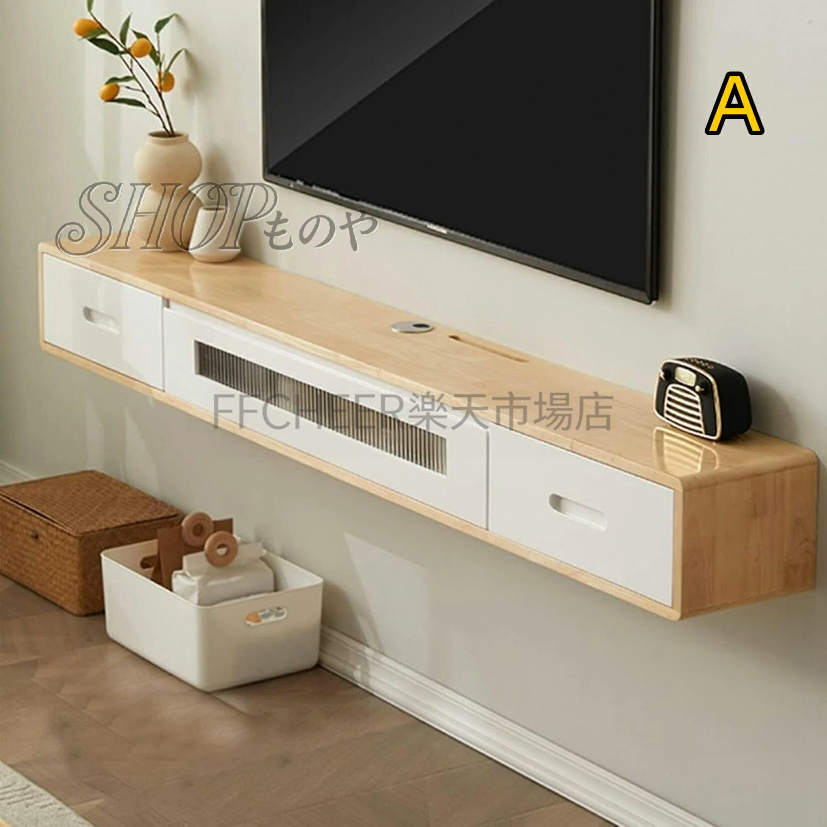 【7 月期間限定!ポイント 6 倍~】浮かぶテレビキャビネットTVローボードハンギーブラックテレビウォールキャビネット、テレビローボード、ソリッドウッドで作られたフローティングテレビスタンド、棚、テレビボード、壁取り付けテレビキャビネット|FFCHEER店