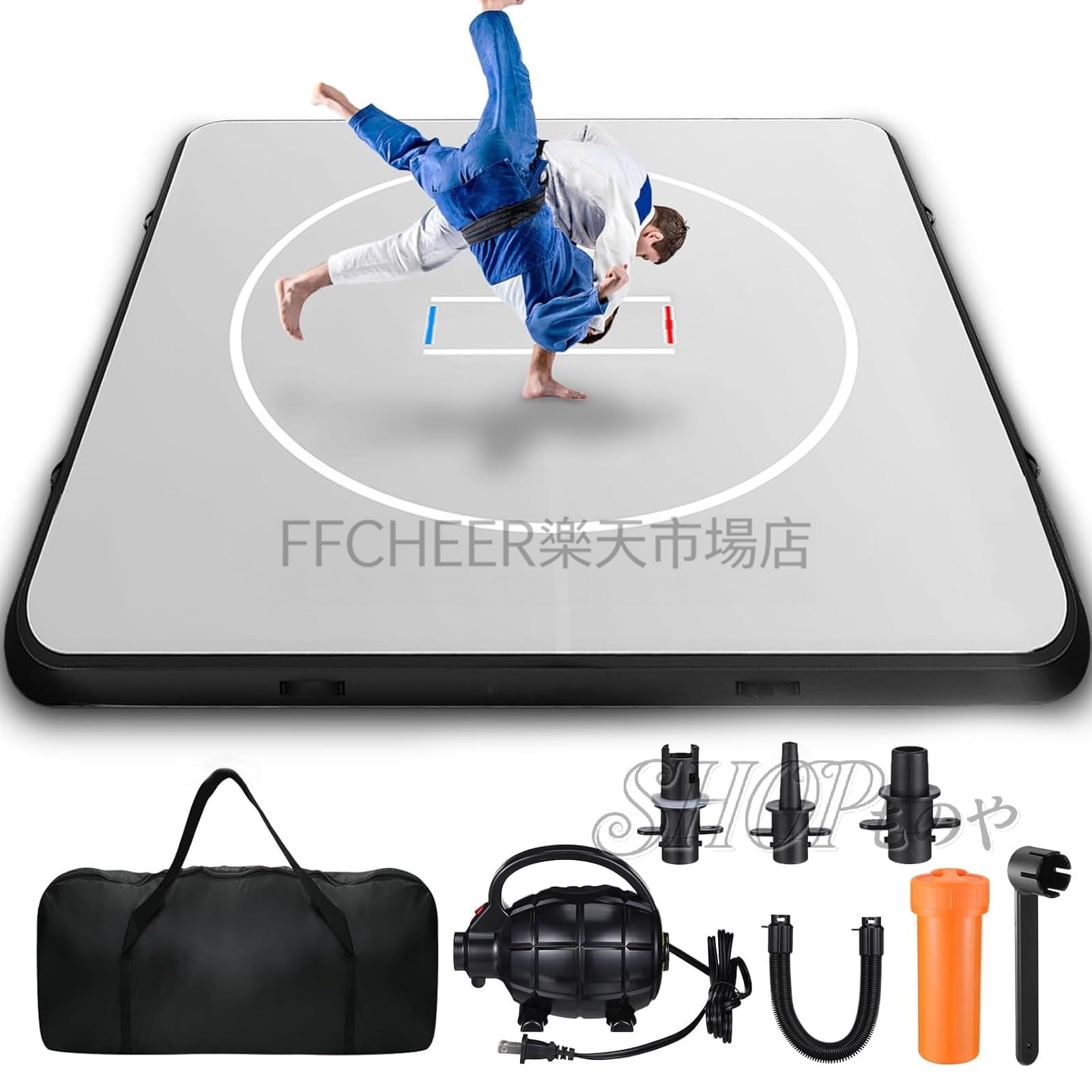 【人気商品!ポイント10倍~】体操マット 大型 充気式 タンブリングマット 自宅用 体育 10cm極厚 衝撃吸収 滑り止め ヨガ 武道 レスリング ボクシング バク転練習 屋内屋外用 エアポンプと収納バッグ付き 耐荷重300kg|FFCHEER店