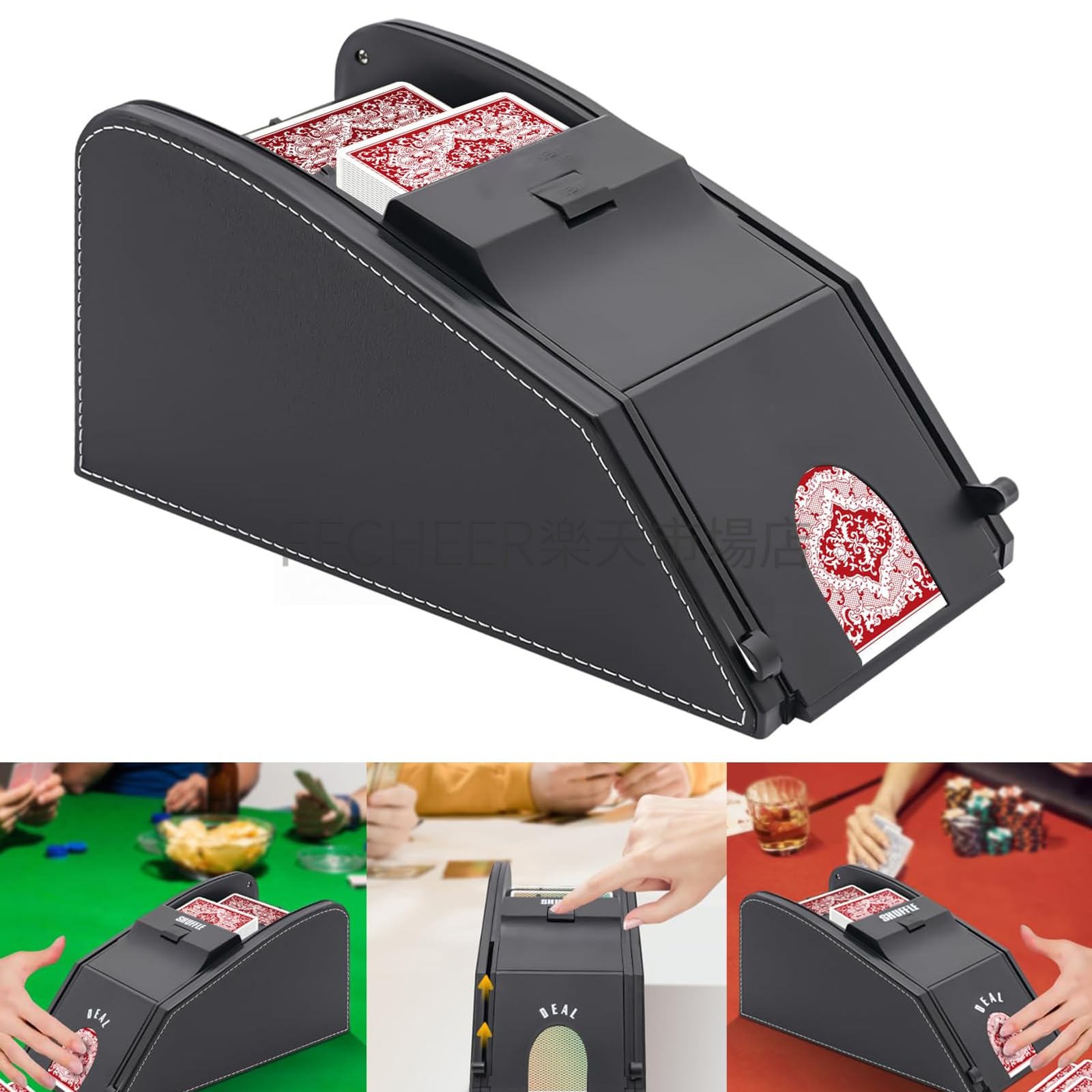 【ポイント2倍!7月限定!店舗の人気商品!】自動カードディーラーマシン 自動シャッフル ポーカー カジノ 2 in 1カードシャッフルとディーラーマシン 360°回転電動カードシャッフルとカードディーラートランプテーブルアクセサリー、ポーカー|FFCHEER店
