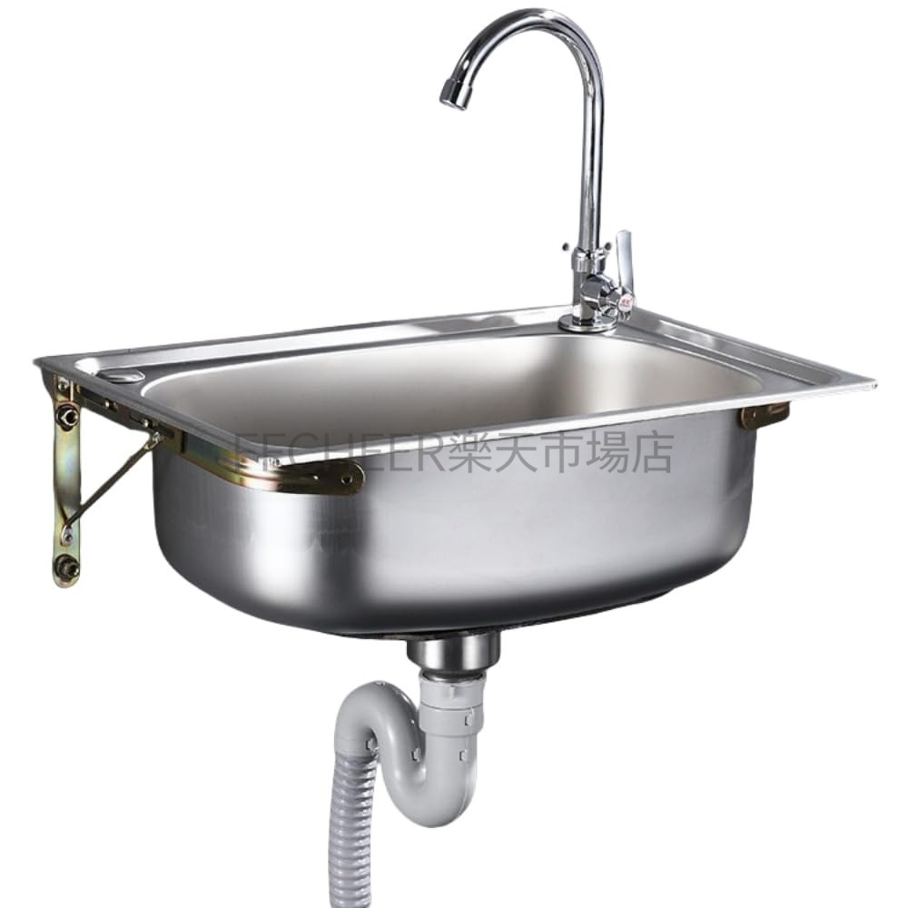 業務用ステンレス壁掛洗面器 ステンレスシンク 小型シングルシンク シンプルキッチンシンク シンプル洗面台 洗面台 壁掛け金具付き 組立簡単|FFCHEER店