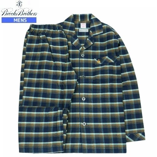 ブルックスブラザーズ パジャマ Brooks Brothers 28%OFF メンズ ブランド ギフト プレゼント ラッピング無料 秋冬 ハイヒート ネル タータンチェック 前開き 紳士 長袖 長ズボン 紺 24/4/1 030424｜fflower11 9,075円