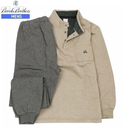 ブルックスブラザーズ パジャマ Brooks Brothers 32%OFF メンズ ブランド ギフト プレゼント 秋冬 裏ベロア 杢無地 ハイネック 紳士 長袖 長ズボン ベージュ 25/1/4 230125｜fflower11