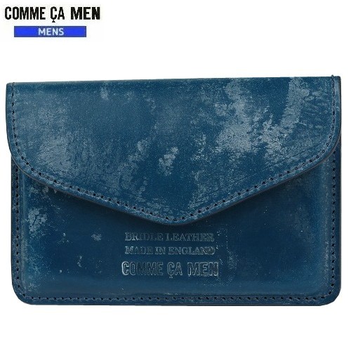 SALE50%OFF COMME CA MEN コムサメン 日本製 本革 ブライドルレザー カードケース 青 22/8/3 180822【送料無料】 23.10sage