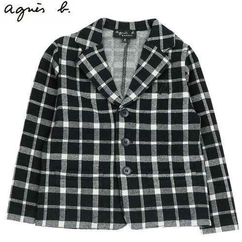 SALE70%OFF 1点限り agnes b. アニエスベー チェック E VESTE キッズ ジャケット 黒 23/5/2 110523【送料無料】 23.10sage