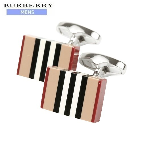 【難あり未当て嵌める品】赤ちょうちんバリー メンズ ブランド名 カフスリンク BURBERRY VINTAGE-CHECK-STRIPE ベージュ 24/4/3 180424