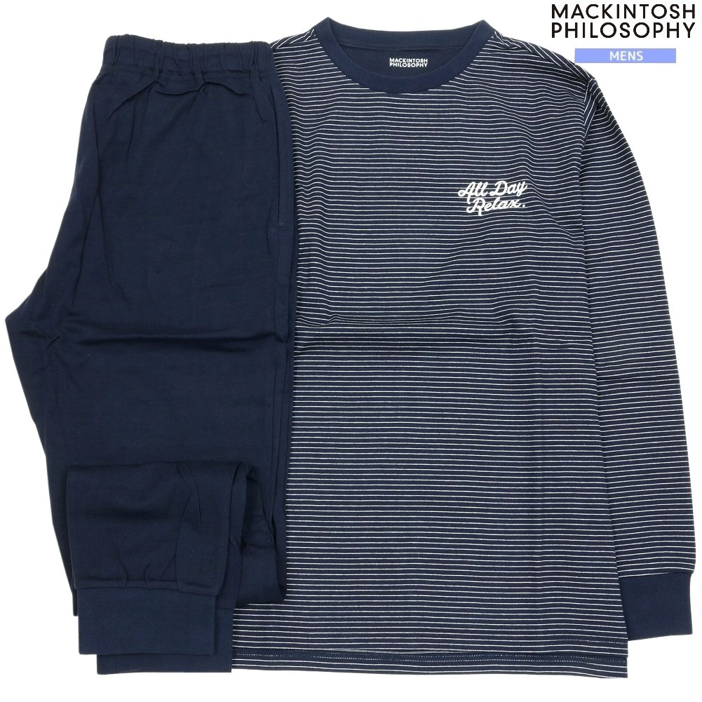 マッキントッシュ パジャマ MACKINTOSH PHILOSOPHY 24%OFF メンズ ブランド ギフト プレゼント ボーダー クルーネック 紳士 長袖 長ズボン 紺 25/1/4 230125｜fflower11