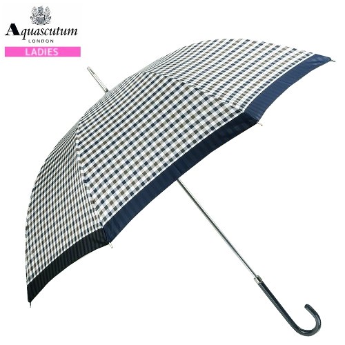 アクアスキュータム 長傘 Aquascutum レディース ブランド名 差し上げ物 差し上げ物 ラッピング無料 日本製 野球クラブ読み合わせる お上さん コウモリ傘 紺 23/8/5 310823