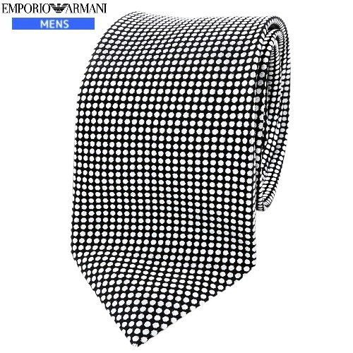 【新古品】【EMPORIO ARMANI】エンポリオアルマーニ イタリア製 ミニドット シルクネクタイ 就活 ギフト プレゼント ブランド おしゃれ 銀『22/1/3』140122