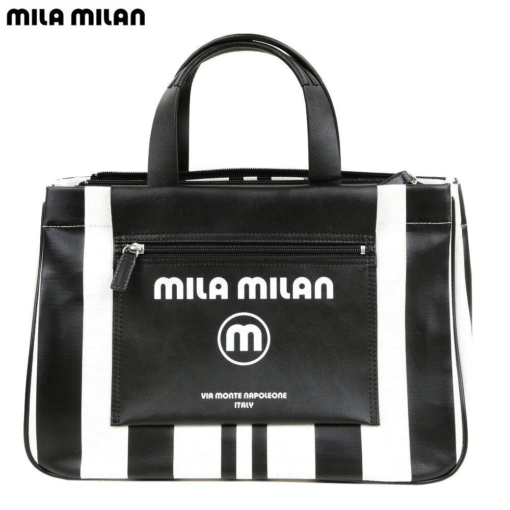 ミラミラン トートバッグ mila milan 44%OFF メンズ レディース ユニセックス ブランド ミーチョ ストライプ A4 黒 24/8/1 020824|fflower11