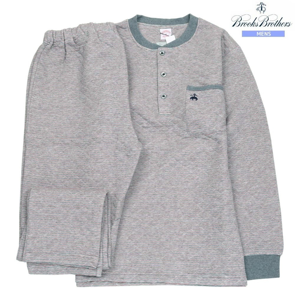 ブルックスブラザーズ パジャマ Brooks Brothers 24%OFF メンズ ブランド ギフト プレゼント 秋冬 接結キルト ヘンリーネック 紳士 長袖 長ズボン 赤 25/1/4 230125｜fflower11