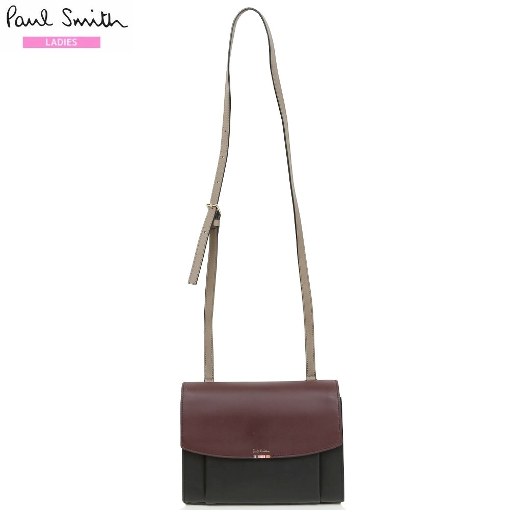 訳あり商品 ポールスミス ショルダーバッグ Paul Smith レディース ブランド 本革 クロスオーバーストライプタブ レザー 黒 25/2/2 060225