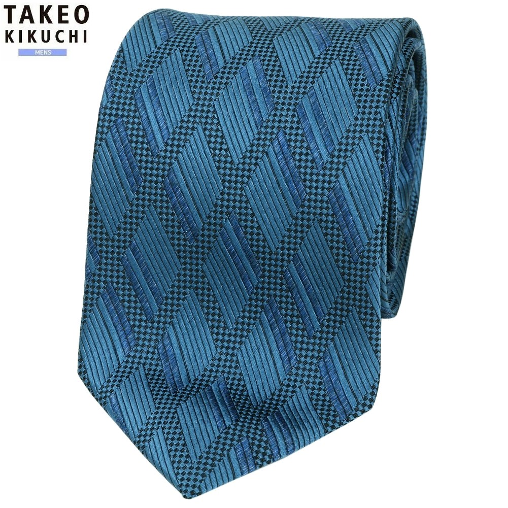 タケオキクチ タイ TAKEO KIKUCHI 28%OFF メンズ ブランド名 差し上げ物 差し上げ物 【Made インチ JAPAN】お手てお手伝いさん エクストラシルク 菱紋 青緑 25/2/5 270225