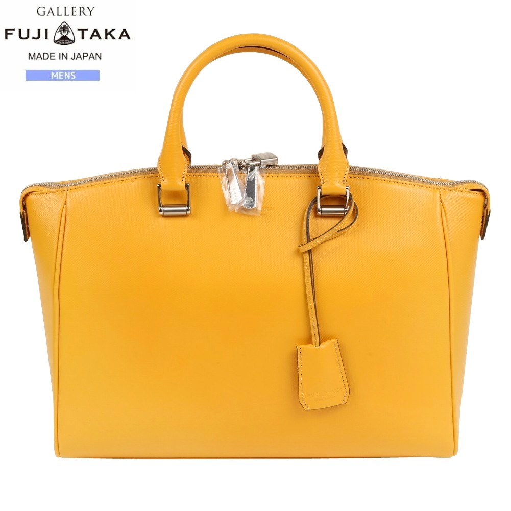 訳あり商品 フジタカ ビジネスバッグ FUJITAKA メンズ ブランド 日本製 本革 オーブ 南京錠付き レザー A4ジャスト 黄色 25/4/2 100425