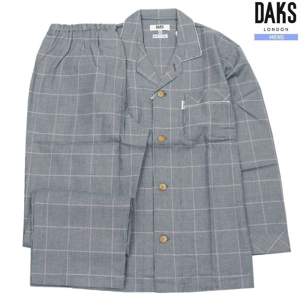 DAKS パジャマ ダックス 26%OFF メンズ ブランド ギフト プレゼント 日本製 チェック 前開き 紳士 長袖 長ズボン グレー 2504BE