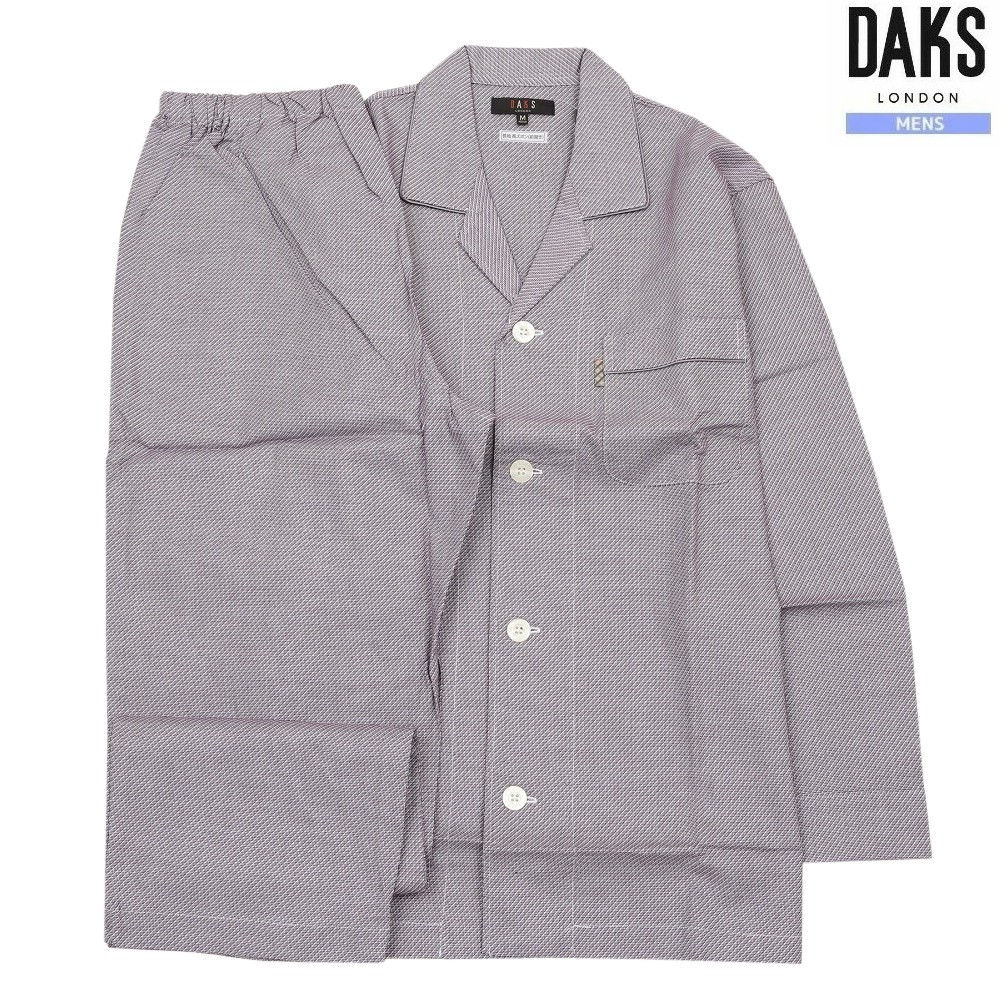 DAKS パジャマ ダックス 8%OFF メンズ ブランド ギフト プレゼント 日本製 ワンポイントチェック 前開き 紳士 長袖 長ズボン ワイン 2504BE