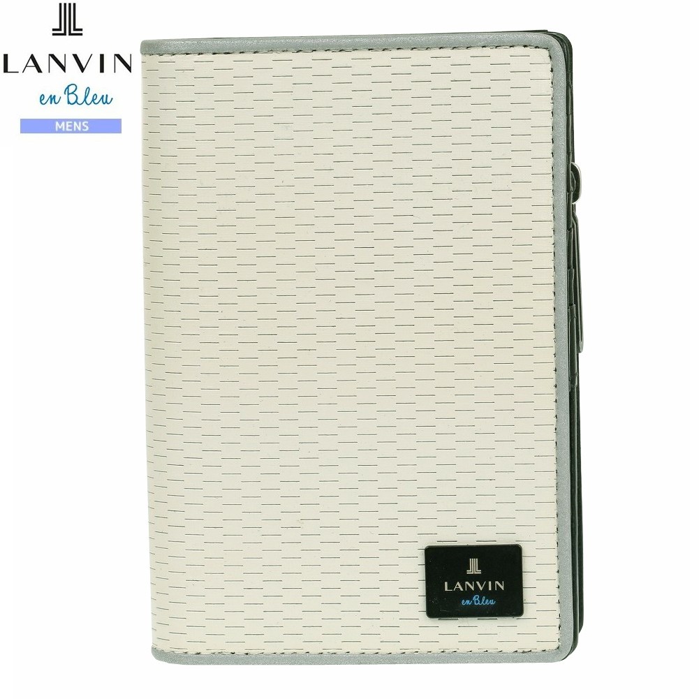 サンプル品 ランバンオンブルー 二つ折り財布 LANVIN en Bleu メンズ ブランド 本革 ジオ レザー ミドル 白 2205BE