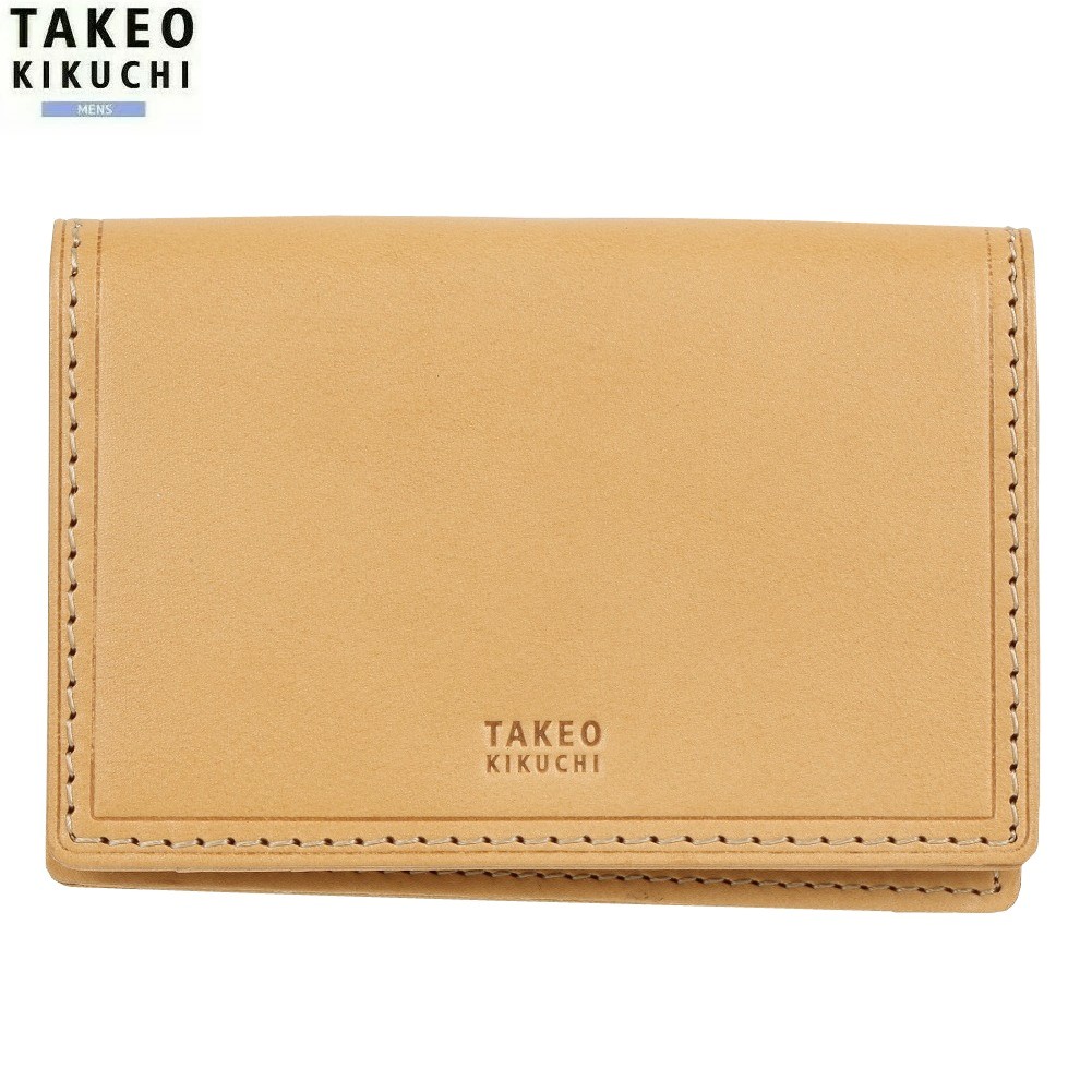 タケオキクチ 名刺入れ TAKEO KIKUCHI 26%OFF メンズ ブランド ギフト プレゼント 本革 サーフェス レザー カードケース ベージュ 0409BE【送料無料】