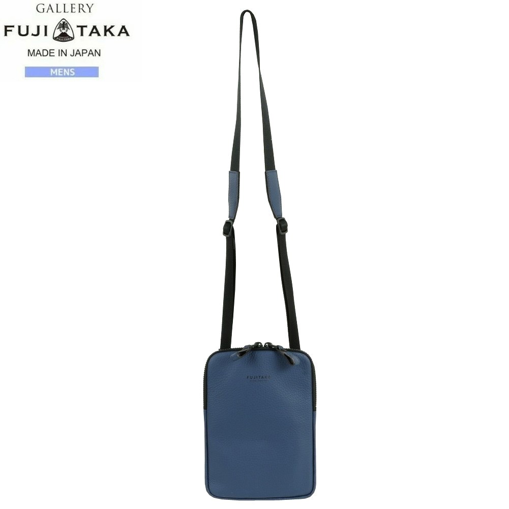フジタカ ミニショルダーバッグ FUJITAKA 48%OFF メンズ ブランド ギフト プレゼント 日本製 軽量 本革 シボレザー サコッシュ 紺 1010BE
