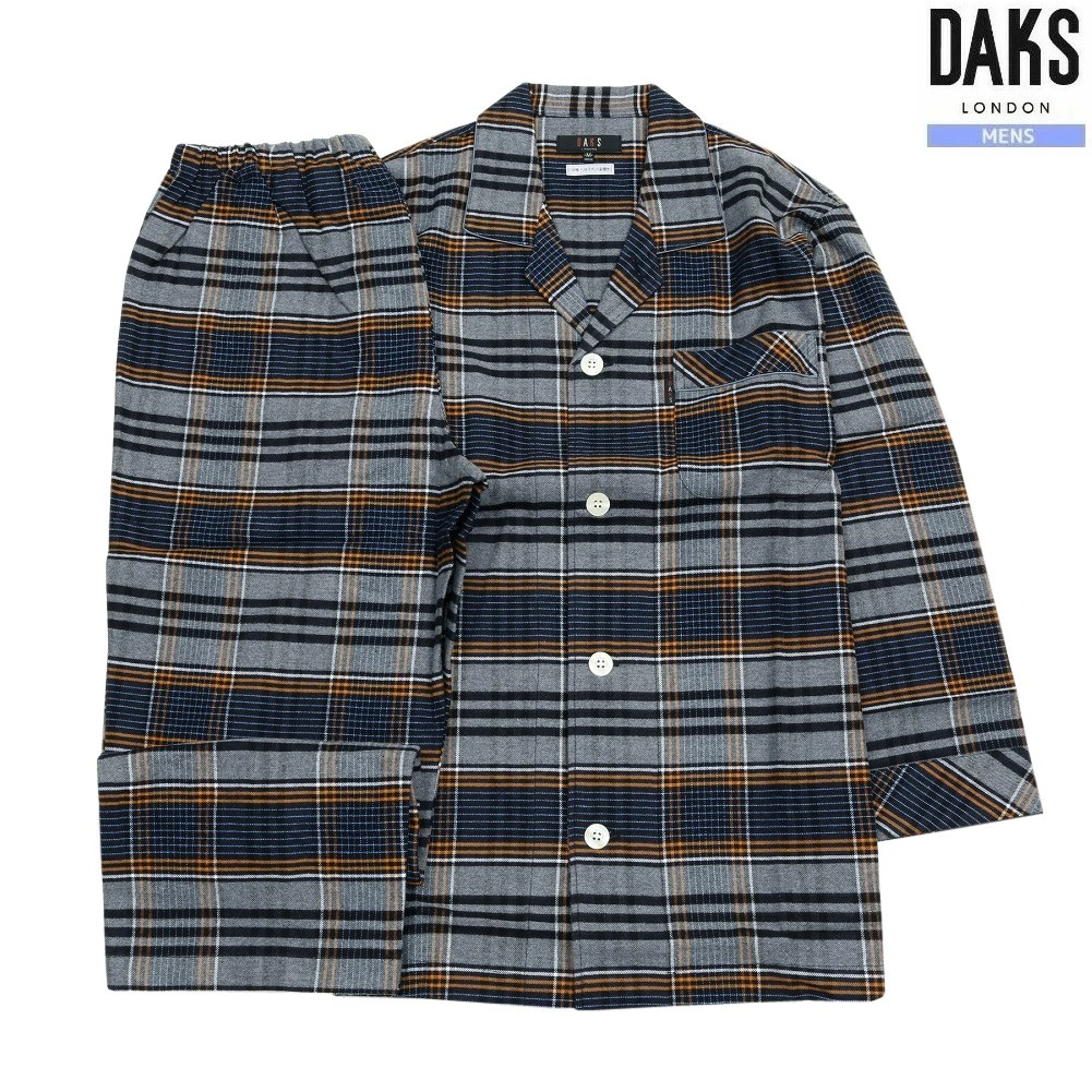 DAKS パジャマ ダックス 8%OFF メンズ ブランド ギフト プレゼント 秋冬 日本製 ネル生地 チェック 前開き 紳士 八分袖 八分ズボン グレー 2011BE