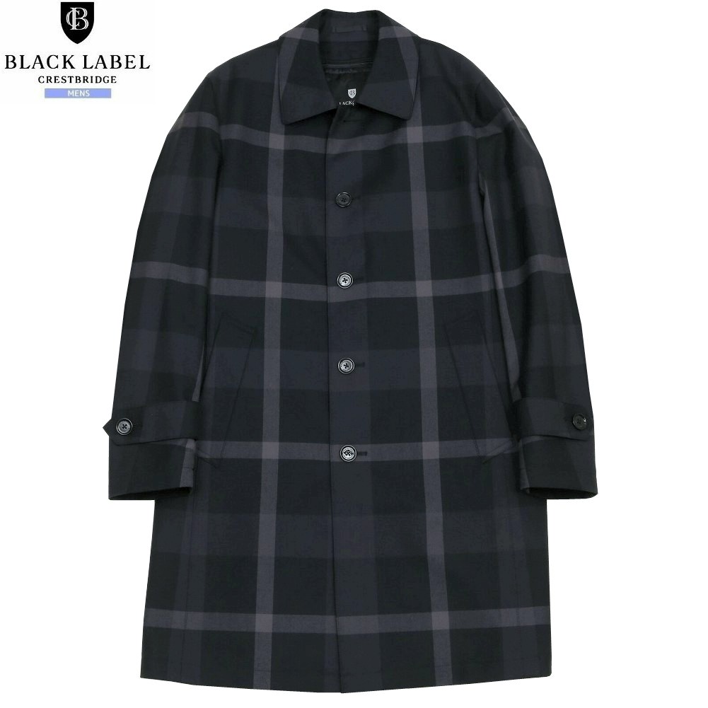 黒いこと付け札 ステンカラー厚地の外套 BLACK LABEL CRESTBRIDGE 25%OFF メンズ ブランド名 ラインドライブ付き添い人 テクニカルウール クレストブリッジチェック 黒 2711BE