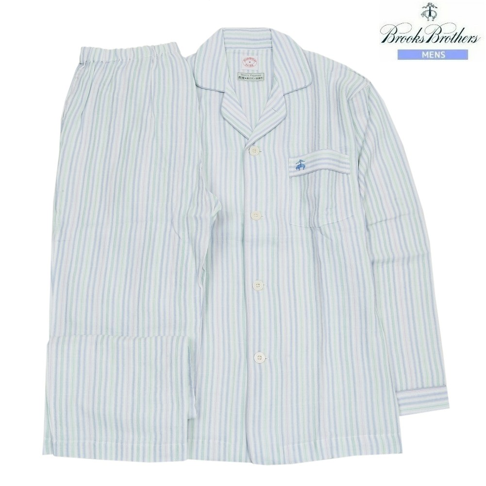ブルックスブラザーズ パジャマ Brooks Brothers 35%OFF メンズ ブランド ギフト プレゼント ガーゼ素材 ストライプ 前開き 紳士 長袖 長ズボン 青 0602BF