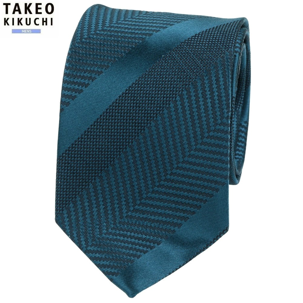 タケオキクチ ネクタイ TAKEO KIKUCHI 30%OFF メンズ ブランド ギフト プレゼント 日本製 ハンドメイド 丹沢シルク 柞蚕シャドーストライプ 青緑 2702BF