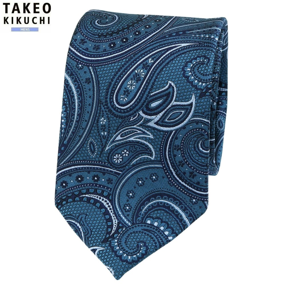 タケオキクチ ネクタイ TAKEO KIKUCHI 26%OFF メンズ ブランド ギフト プレゼント 日本製 ハンドメイド 菱紋ペイズリー シルク 青緑 2702BF
