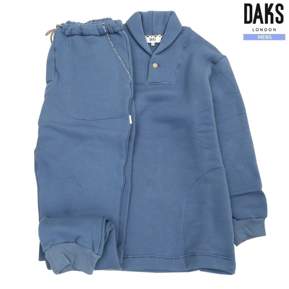 DAKS 御部屋御召しもの 上下仕かける ダックス メンズ ブランド名 差し上げ物 差し上げ物 秋冬 真冬相応う 日本製 裏毛起毛 肩かけ色合い 成人男性 長袖 長ズボン 紺 0703BE