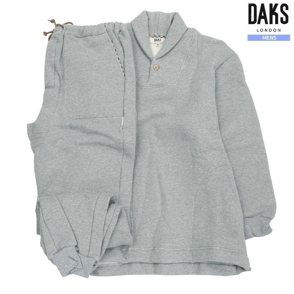 DAKS 御部屋御召しもの 上下仕かける ダックス メンズ ブランド名 差し上げ物 差し上げ物 秋冬 真冬相応う 日本製 裏毛起毛 肩かけ色合い 成人男性 長袖 長ズボン 薄墨色 0703BE
