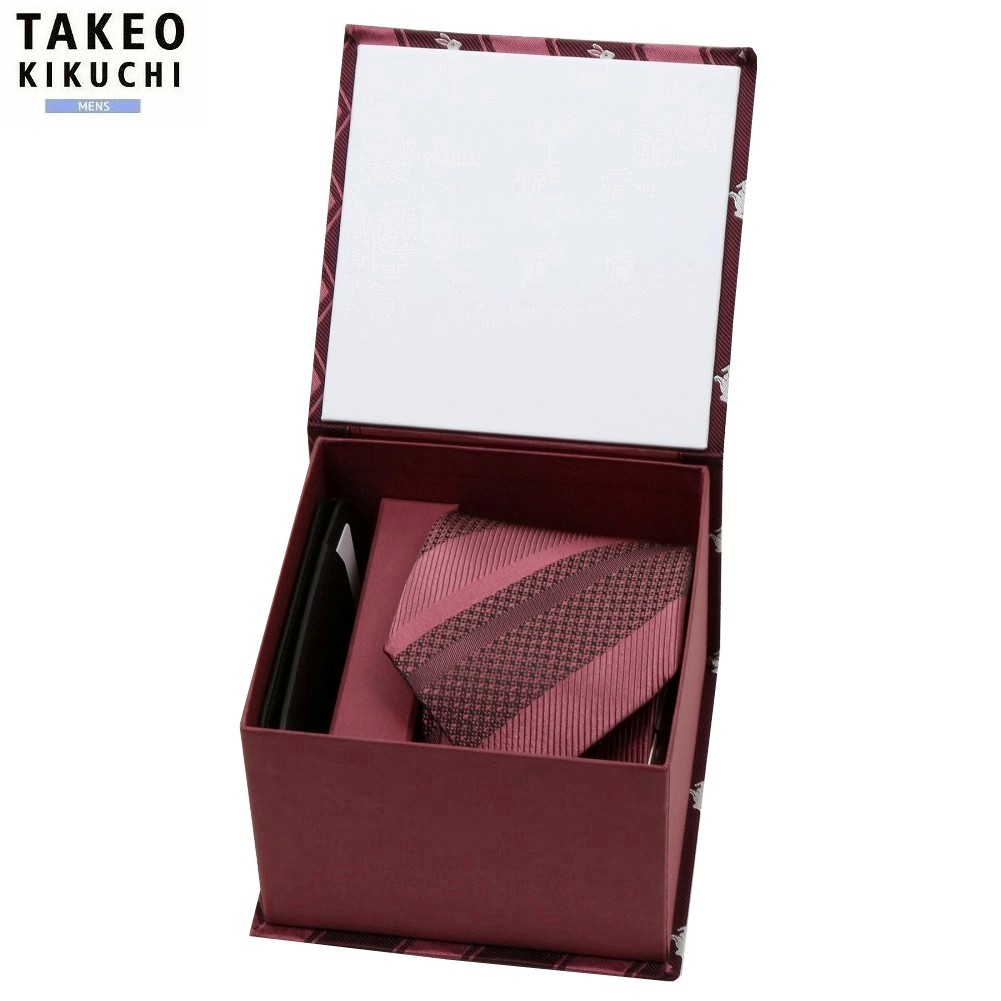 タケオキクチ TAKEO KIKUCHI 28%OFF メンズ ブランド ギフト プレゼント 【スマホスタンド機能付きパスケース】プレイフルチェンジ ネクタイ 【BOXセット】 ピンク 2703BE｜fflower11