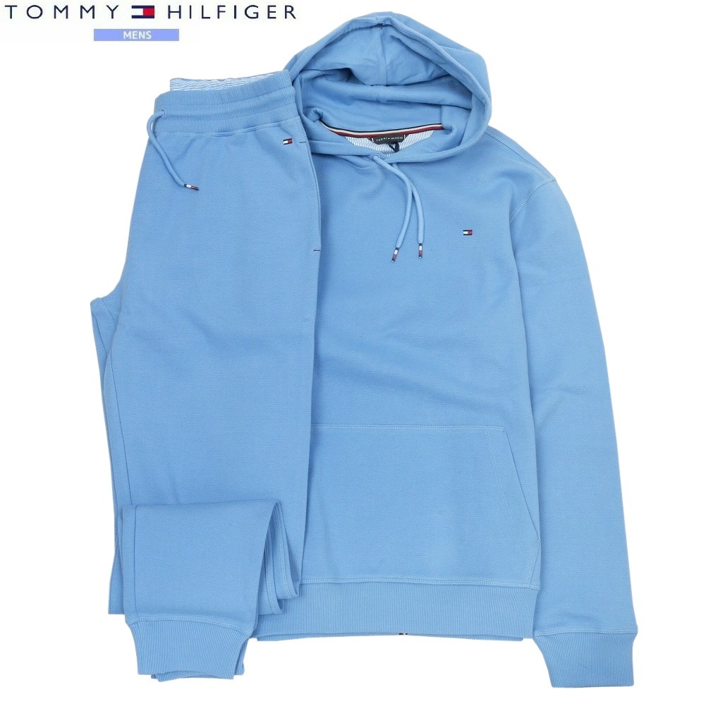 新古品 トミーヒルフィガー 御部屋御召しもの 上下仕かける TOMMY HILFIGER 50%OFF メンズ ブランド名 プルオーバー フーディー ロングズボン下 長袖 長ズボン 青 2703BE