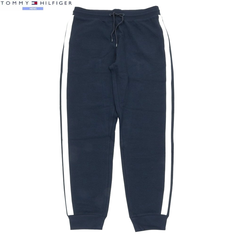 新古品 トミーヒルフィガー ルームウェアパンツ TOMMY HILFIGER 45%OFF メンズ ブランド 側章シャドーロゴ ロングパンツ 紺 2703BE