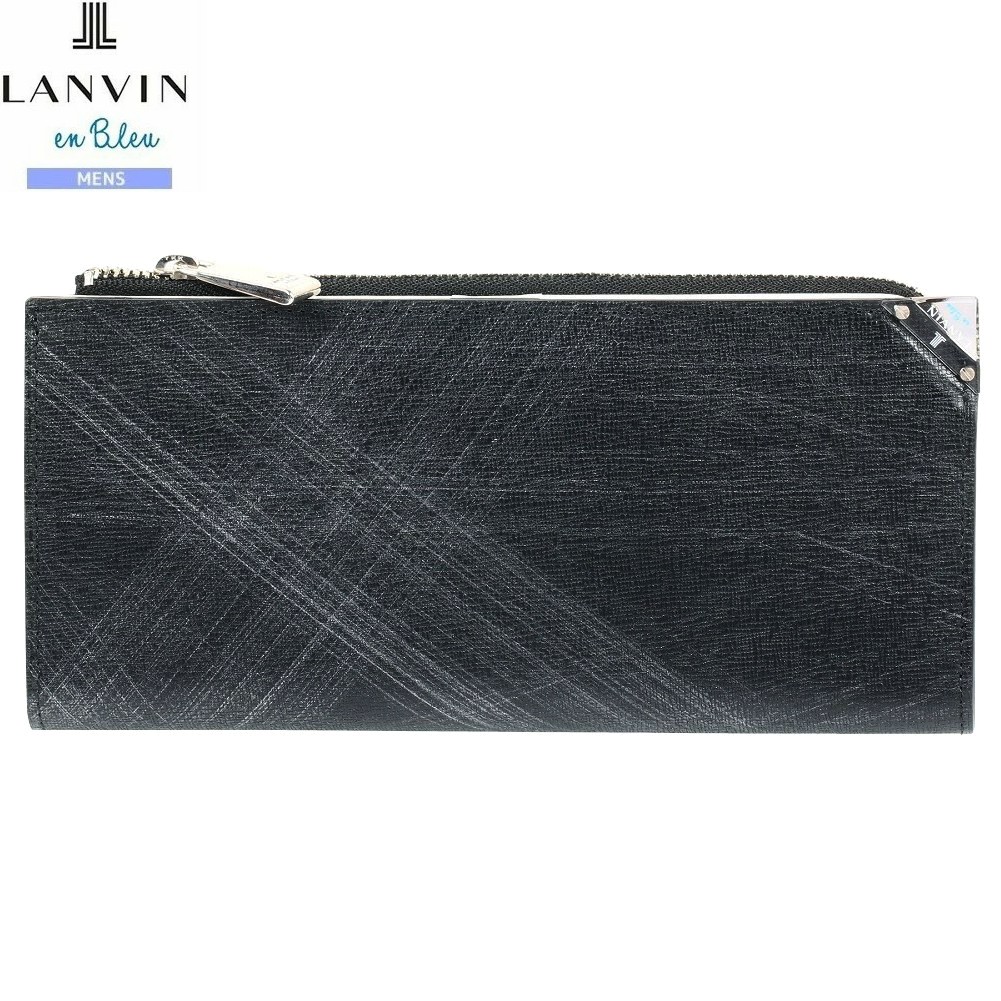 標本品 ランバンオンブルー 長紙入れ LANVIN en Bleu メンズ ブランド名 本革 アクア なめし革 L字ジッパー 黒 0204BE