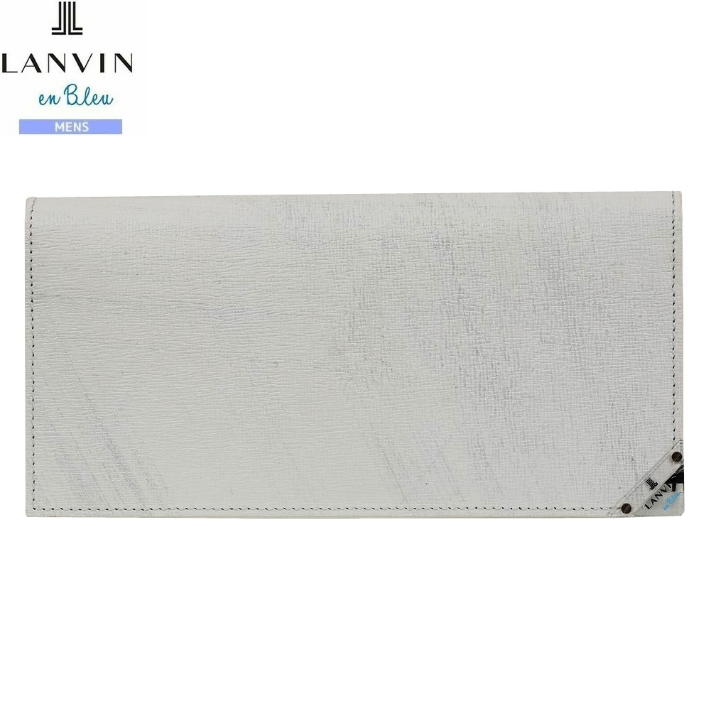 箱なし ランバンオンブルー 長紙入れ LANVIN en Bleu メンズ ブランド名 本革 アクア なめし革 白 0204BE