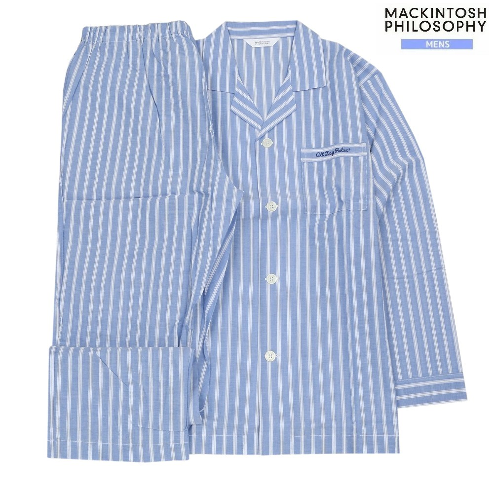 マッキントッシュ パジャマ MACKINTOSH PHILOSOPHY 22%OFF メンズ ブランド名 差し上げ物 差し上げ物 縞模様 前食い違い 成人男性 長袖 長ズボン 青 1505BF