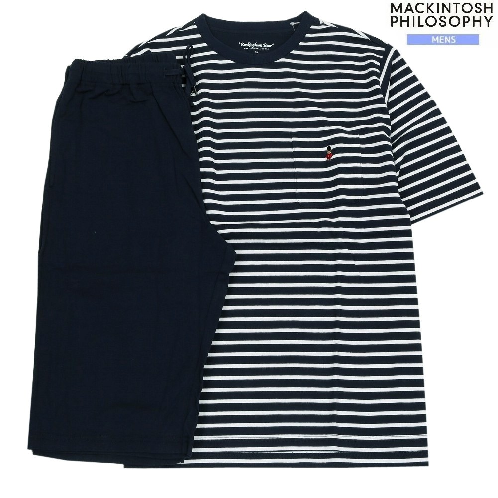 マッキントッシュ パジャマ MACKINTOSH PHILOSOPHY 33%OFF メンズ ブランド名 差し上げ物 差し上げ物 40/2天竺間借り人 バッキンガムベア 労働者の一団のど首 成人男性 半袖 半ズボン 紺 1505BF