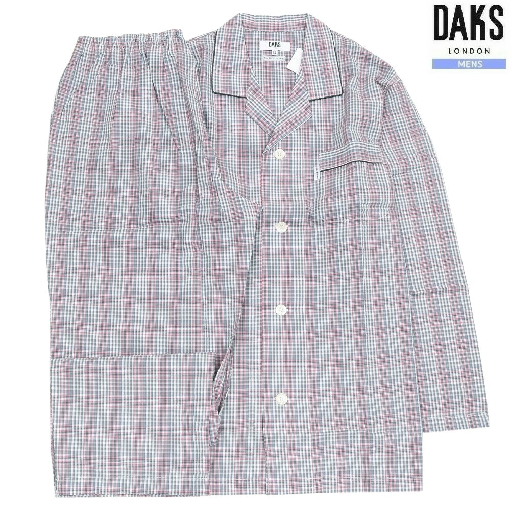 DAKS パジャマ ダックス 26%OFF メンズ ブランド ギフト プレゼント 春夏 日本製 シアサッカー生地 チェック 前開き 紳士 長袖 長ズボン ピンク 0207BF｜fflower11 8,591円