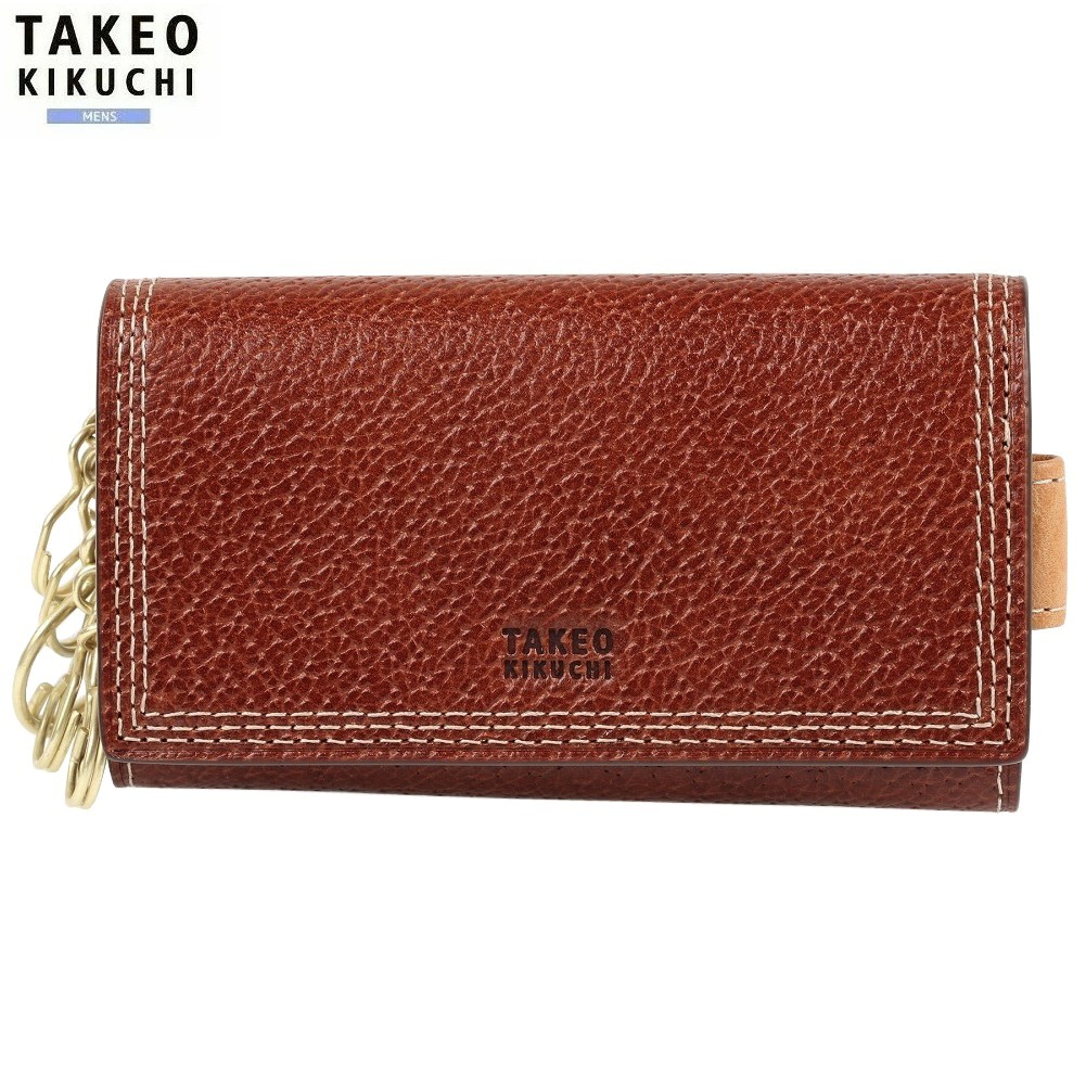 タケオキクチ キーケース TAKEO KIKUCHI 27%OFF メンズ ブランド ギフト プレゼント 本革 ターナリー レザー 茶 1607BF｜fflower11