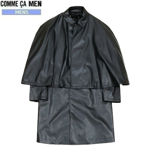 コムサメン 厚地の外套 COMME CA MEN 68%OFF メンズ ブランド名 格好のいい 2WAY フェイクレザー とんび厚地の外套 黒 23/11/4 221123