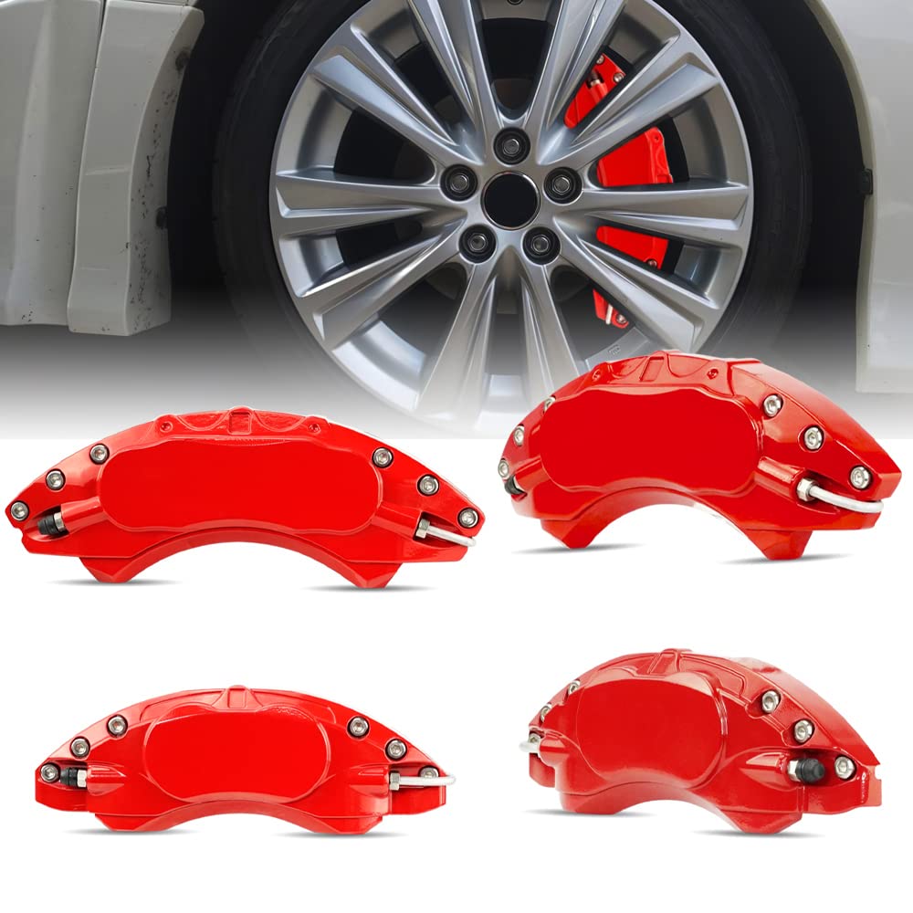 トヨタ 20系 アルファード ヴェルファイア キャリパーカバー ブレーキ キャリパーカバー アルミ製 フロント&リア車輪に対応 ４点セット 耐熱性 車種専用設計 for Toyota Alphard 2007-2013 (レッド)