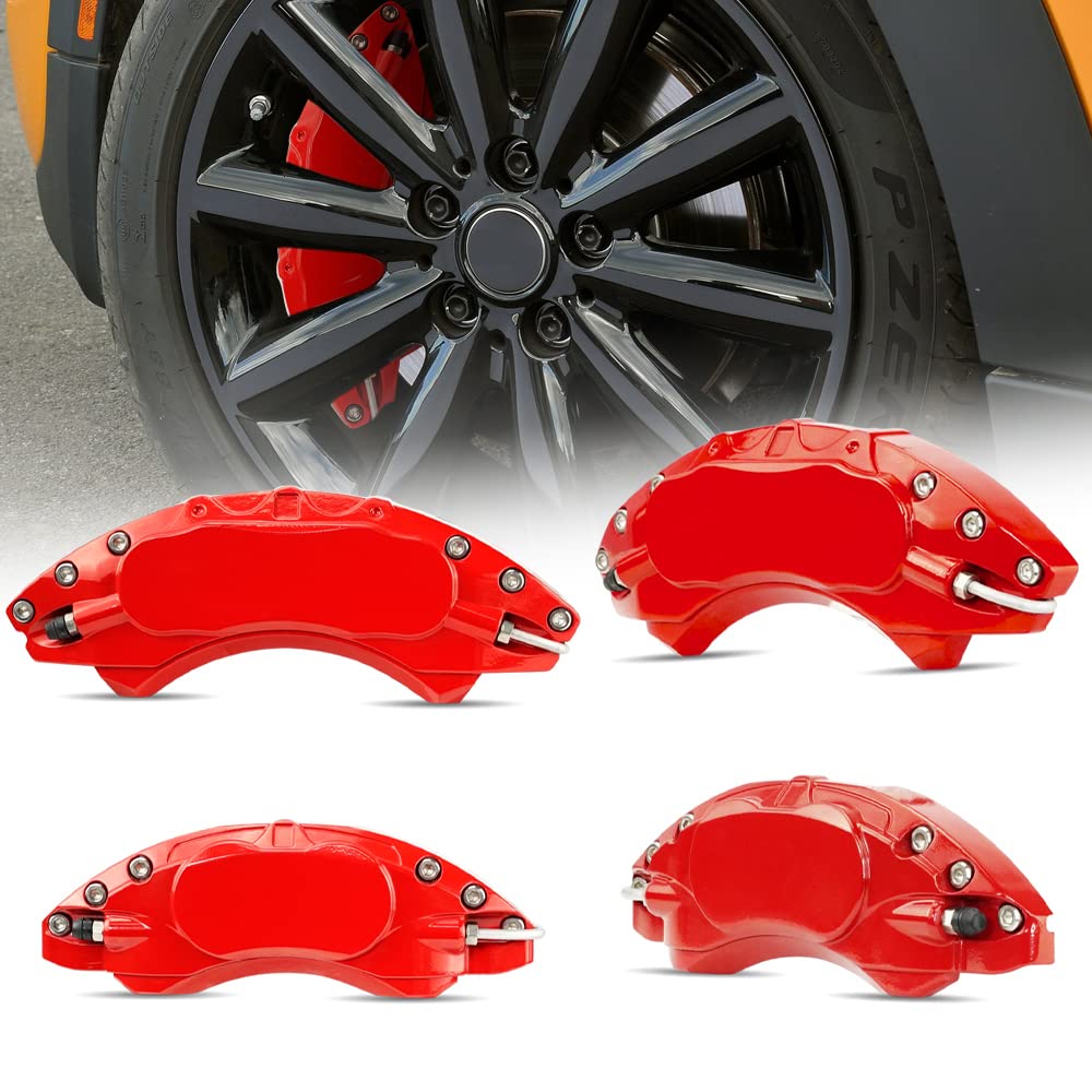 BMW MINI ミニ F55/F56/F57 2014-2019 キャリパーカバー ブレーキキャリパーカバー アルミ製 フロント&リア車輪に対応 4点セット 耐熱性 車種専用設計 (レッド)|えふえふショップ