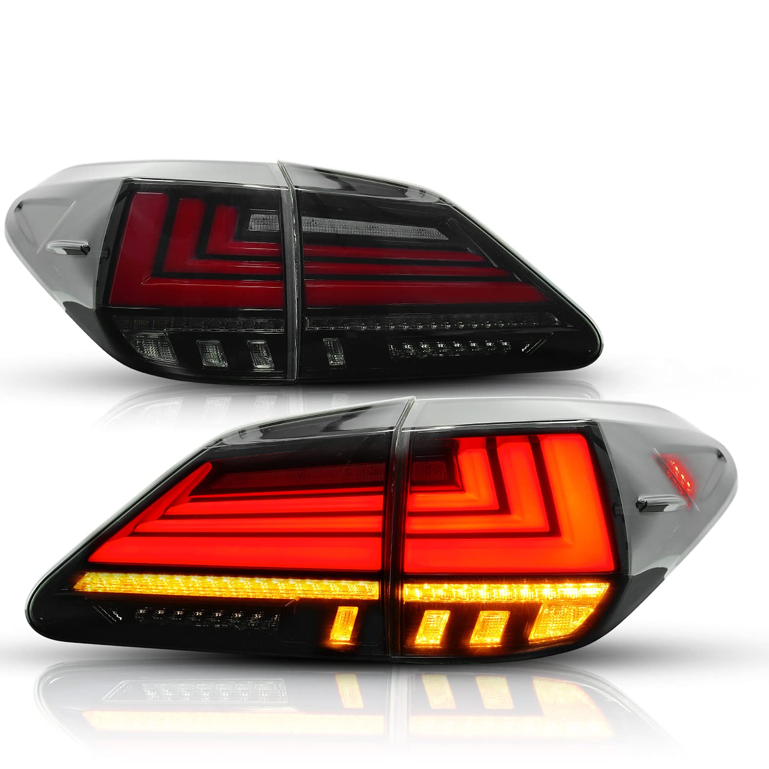 テールランプ レクサス RX LEDテールライト リアライト 流れるウィンカー シーケンシャル機能 オープニングモーション搭載 レクサスRX カスタム 専用 左右4点セット 配線付属 工場直販 for LEXUS RX270 RX350 RX450h 2009-2015 (スモークレンズ)