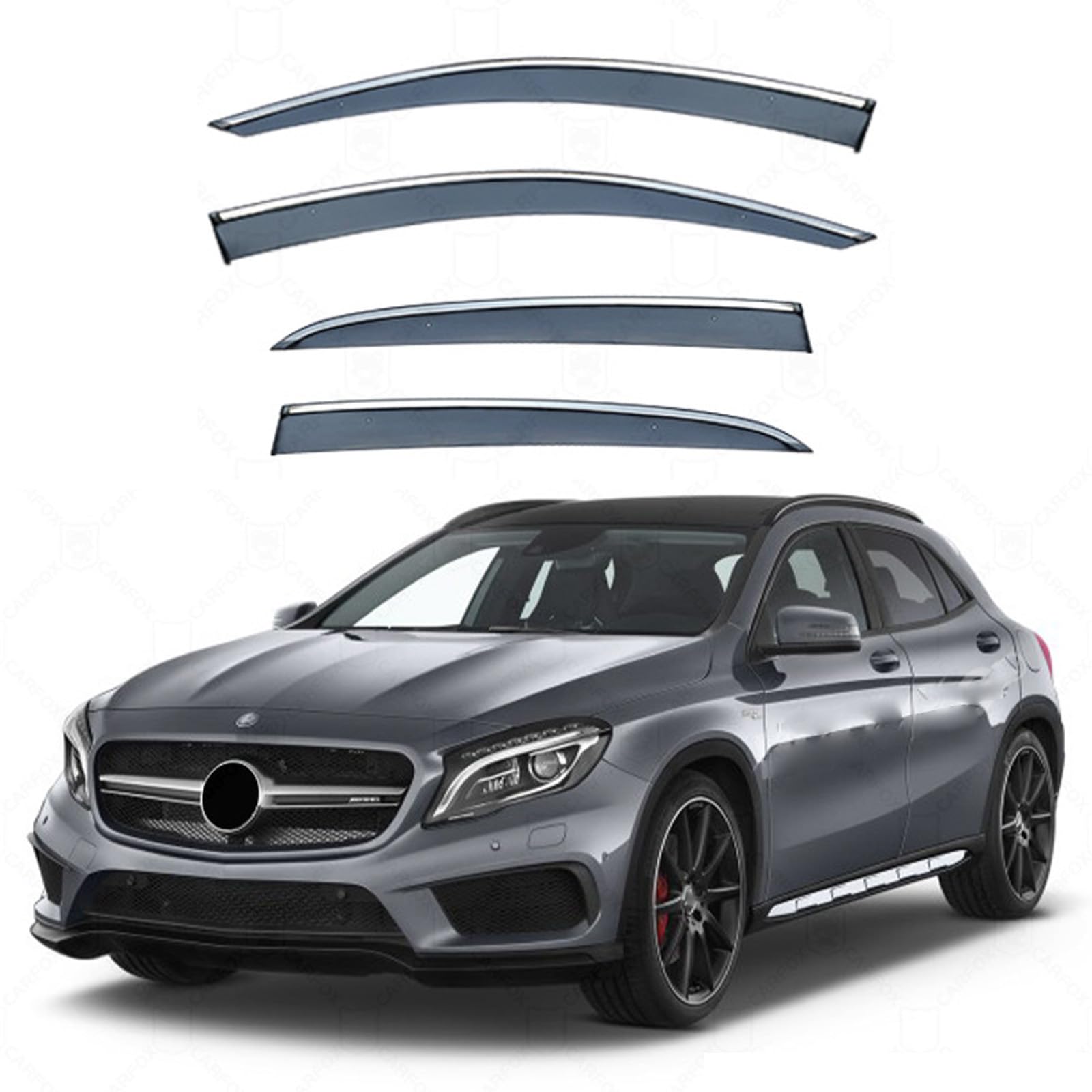 車用 サイドバイザー ベンツ GLA X156 2014-2019 ドアバイザー 雨よけ 日よけ サイド ウインドウ バイザー スモーク 半透明 車種専用設計 窓サンバイザー 外装 カスタム パーツ 車用 自動車バイザー 運転席 助手席 カー装飾 (4枚)｜えふえふショップ 8,540円