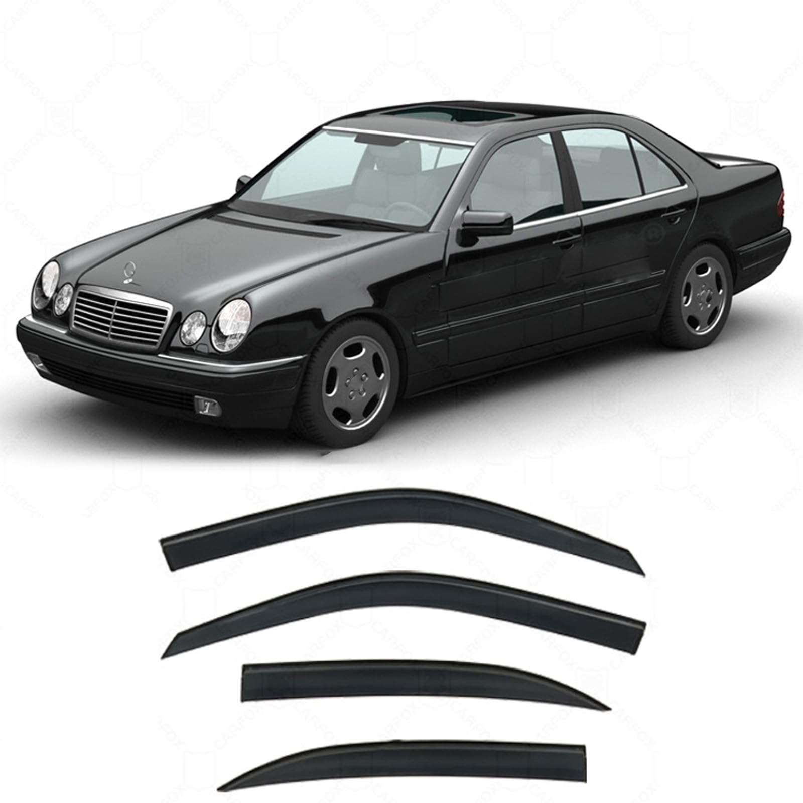 ベンツ E クラス ショートアクスル W210 1996-2002 換気 車用 サイドバイザー スモーク 半透明 ドアバイザー テープ付き 日除け 雨除け 窓サンバイザー 外装パーツ サイド ウインドウ バイザー 運転席 助手席 外装 カスタム パーツ 車用 バイザー (4枚)