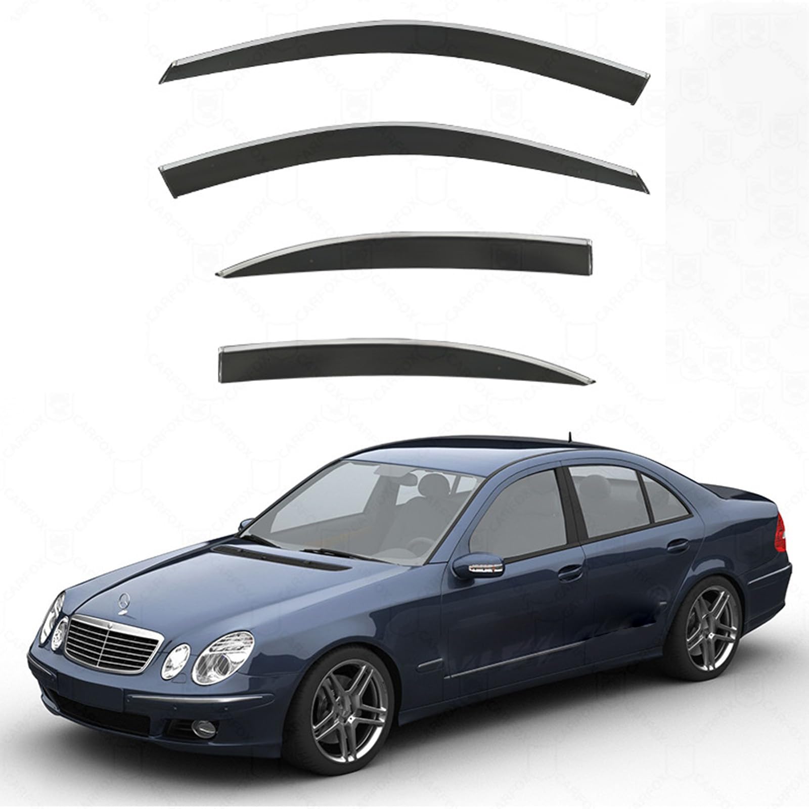 ベンツ E クラス ショートアクスル W211 2003-2008 車用 サイドバイザー 雨よけ 日よけ 換気 ドアバイザー スモーク 半透明 窓サンバイザー 車アクセサリー 運転席 助手席 ウインドウ サンバイザー サイド ウインドウ バイザー 車種専用設計 (4枚)｜えふえふショップ