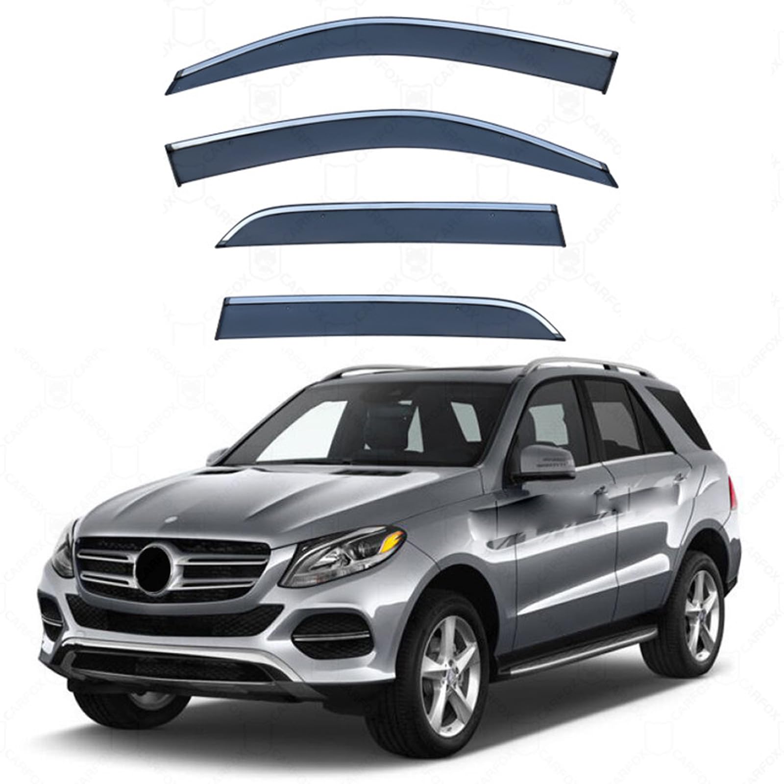 ベンツ GLE W166 2015-2019 車用 サイドバイザー 雨よけ 日よけ 換気 ドアバイザー スモーク 半透明 窓サンバイザー 車アクセサリー 運転席 助手席 ウインドウ サンバイザー サイド ウインドウ バイザー 車種専用設計 (4枚)｜えふえふショップ